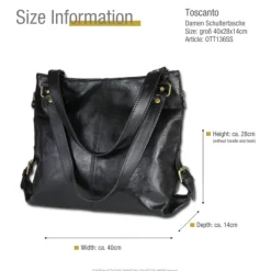 Toscanto Damen Henkeltasche Shopper Leder Tasche schwarz OTT136SS