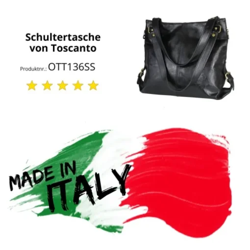 Toscanto Damen Henkeltasche Shopper Leder Tasche schwarz OTT136SS