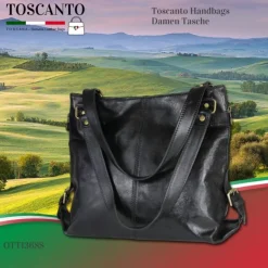 Toscanto Damen Henkeltasche Shopper Leder Tasche schwarz OTT136SS