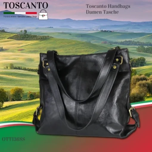 Toscanto Damen Henkeltasche Shopper Leder Tasche schwarz OTT136SS