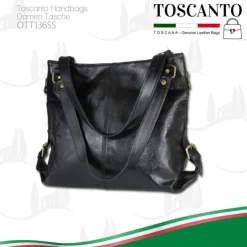 Toscanto Damen Henkeltasche Shopper Leder Tasche schwarz OTT136SS