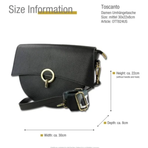 Toscanto Damen Jugend Citytasche Leder Tasche schwarz OTT824US