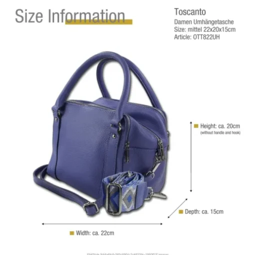 Toscanto Damen Jugend Citytasche Leder Tasche blau OTT822UH