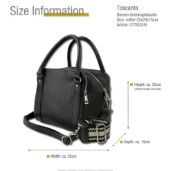 Toscanto Damen Jugend Citytasche Leder Tasche schwarz OTT822US
