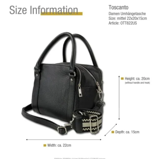 Toscanto Damen Jugend Citytasche Leder Tasche schwarz OTT822US