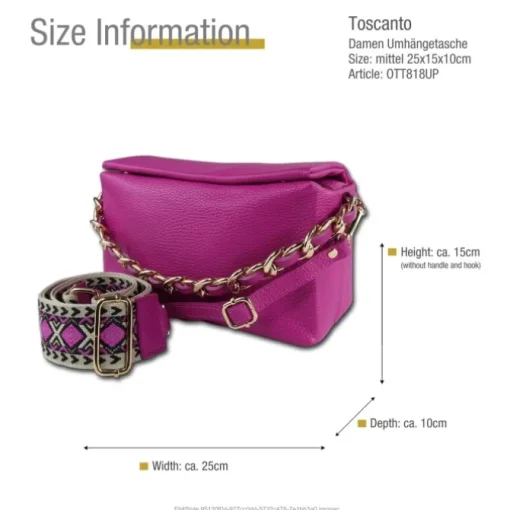 Toscanto Damen Jugend Citytasche Leder Tasche pink fuchsia OTT818UP