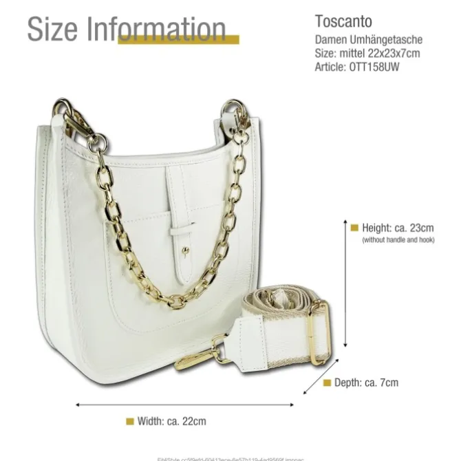 Toscanto Damen Jugend Citytasche Leder Tasche weiß OTT158UW