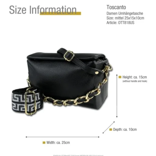 Toscanto Damen Jugend Citytasche Leder Tasche schwarz OTT818US