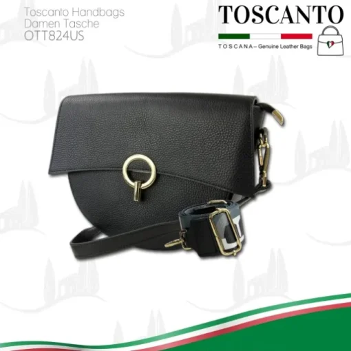 Toscanto Damen Jugend Citytasche Leder Tasche schwarz OTT824US