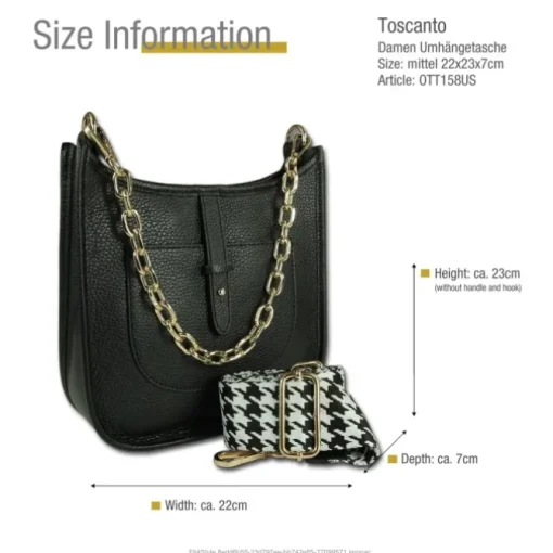 Toscanto Damen Jugend Citytasche Leder Tasche schwarz OTT158US