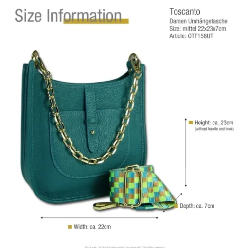 Toscanto Damen Jugend Citytasche Leder Tasche türkis OTT158UT
