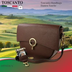 Toscanto Damen Jugend Citytasche Leder Tasche dunkelbraun OTT824UN