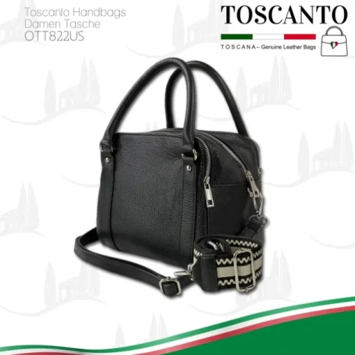 Toscanto Damen Jugend Citytasche Leder Tasche schwarz OTT822US