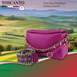 Toscanto Damen Jugend Citytasche Leder Tasche pink fuchsia OTT818UP