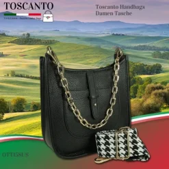 Toscanto Damen Jugend Citytasche Leder Tasche schwarz OTT158US