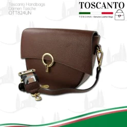 Toscanto Damen Jugend Citytasche Leder Tasche dunkelbraun OTT824UN