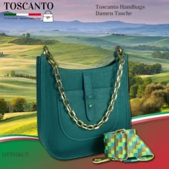 Toscanto Damen Jugend Citytasche Leder Tasche türkis OTT158UT