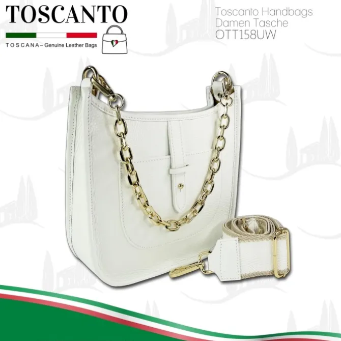 Toscanto Damen Jugend Citytasche Leder Tasche weiß OTT158UW