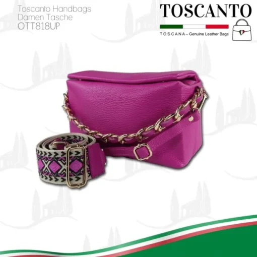 Toscanto Damen Jugend Citytasche Leder Tasche pink fuchsia OTT818UP
