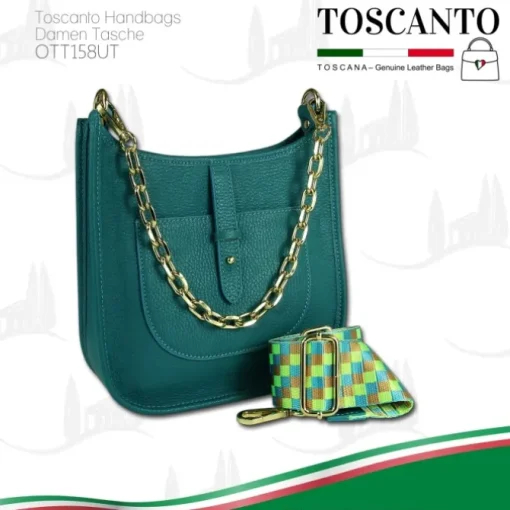 Toscanto Damen Jugend Citytasche Leder Tasche türkis OTT158UT