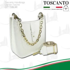 Toscanto Damen Jugend Citytasche Leder Tasche weiß OTT158UW