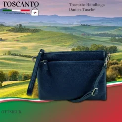 Toscanto Damen Jugend Handgelenktasche Leder Tasche blau OTT816UB