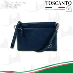 Toscanto Damen Jugend Handgelenktasche Leder Tasche blau OTT816UB