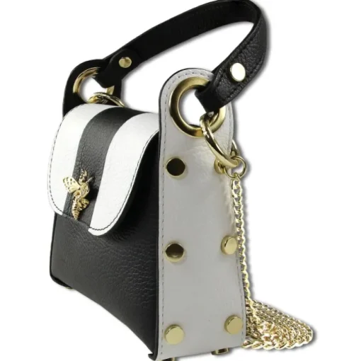 Toscanto Damen Leder Tasche schwarz weiß OTT833USW