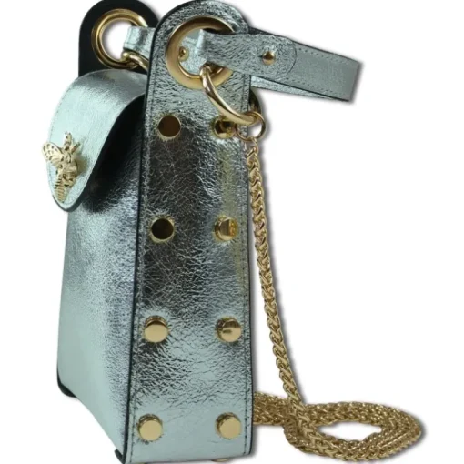 Toscanto Damen Leder Tasche silbergrau metallic OTTM802UK