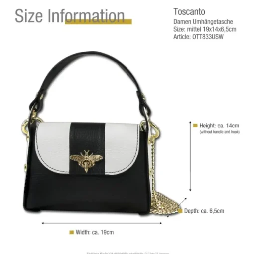 Toscanto Damen Leder Tasche schwarz weiß OTT833USW