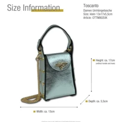 Toscanto Damen Leder Tasche silbergrau metallic OTTM802UK
