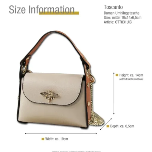 Toscanto Damen Leder Tasche beige tan OTT831UIC