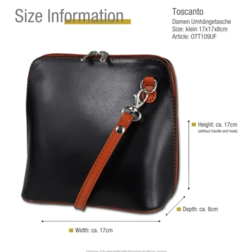 Toscanto Damen Leder Tasche schwarz braun OTT109UF