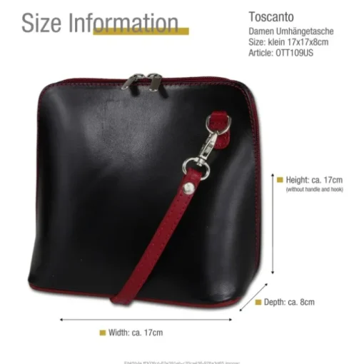 Toscanto Damen Leder Tasche schwarz rot OTT109US