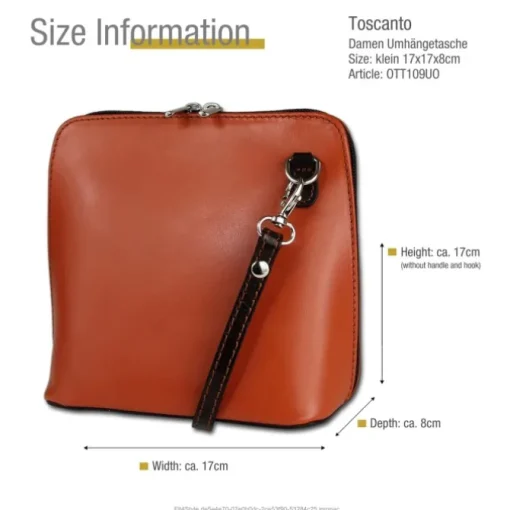 Toscanto Damen Leder Tasche cognac braun OTT109UO