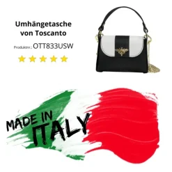 Toscanto Damen Leder Tasche schwarz weiß OTT833USW