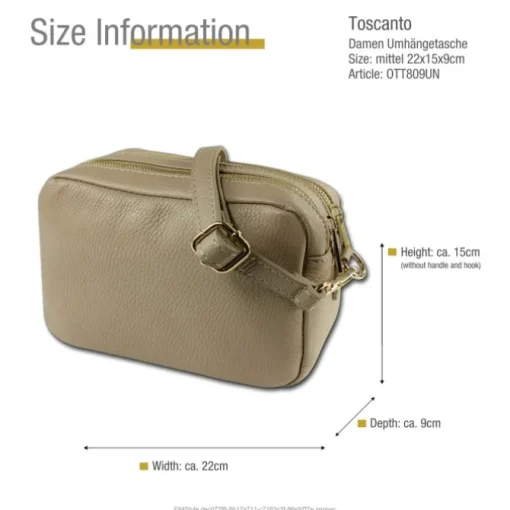 Toscanto Damen Leder Tasche beige taupe OTT809UN