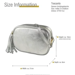 Toscanto Damen Leder Tasche silber metallic OTT811UJ