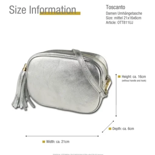Toscanto Damen Leder Tasche silber metallic OTT811UJ