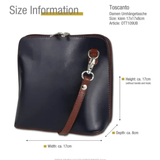 Toscanto Damen Leder Tasche blau braun OTT109UB