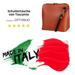Toscanto Damen Leder Tasche cognac braun OTT109UO