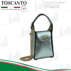 Toscanto Damen Leder Tasche silbergrau metallic OTTM802UK