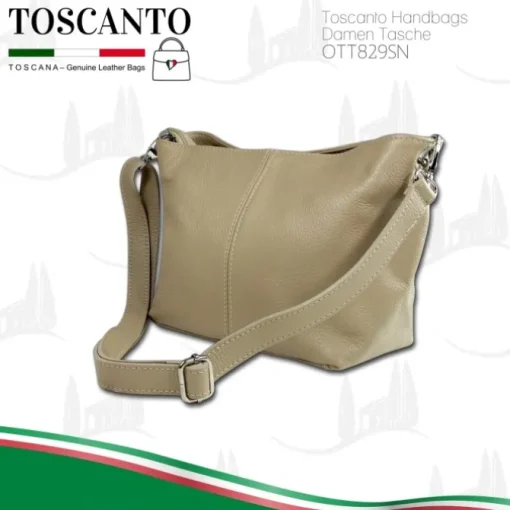 Toscanto Damen Leder Tasche taupe beige OTT829SN