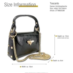 Toscanto Damen Leder Tasche schwarz metallic OTTM805UM