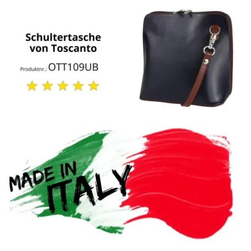 Toscanto Damen Leder Tasche blau braun OTT109UB