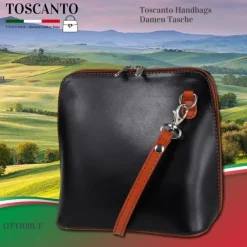 Toscanto Damen Leder Tasche schwarz braun OTT109UF