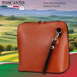 Toscanto Damen Leder Tasche cognac braun OTT109UO