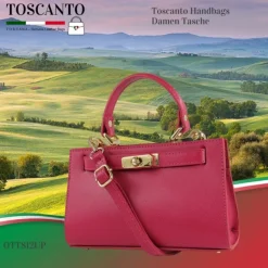 Toscanto Damen Leder Tasche pink fuchsia OTT812UP