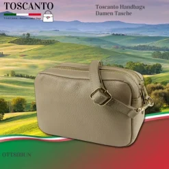 Toscanto Damen Leder Tasche beige taupe OTT809UN
