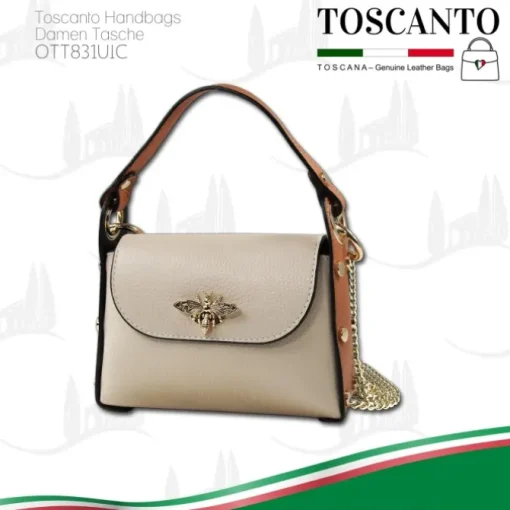 Toscanto Damen Leder Tasche beige tan OTT831UIC